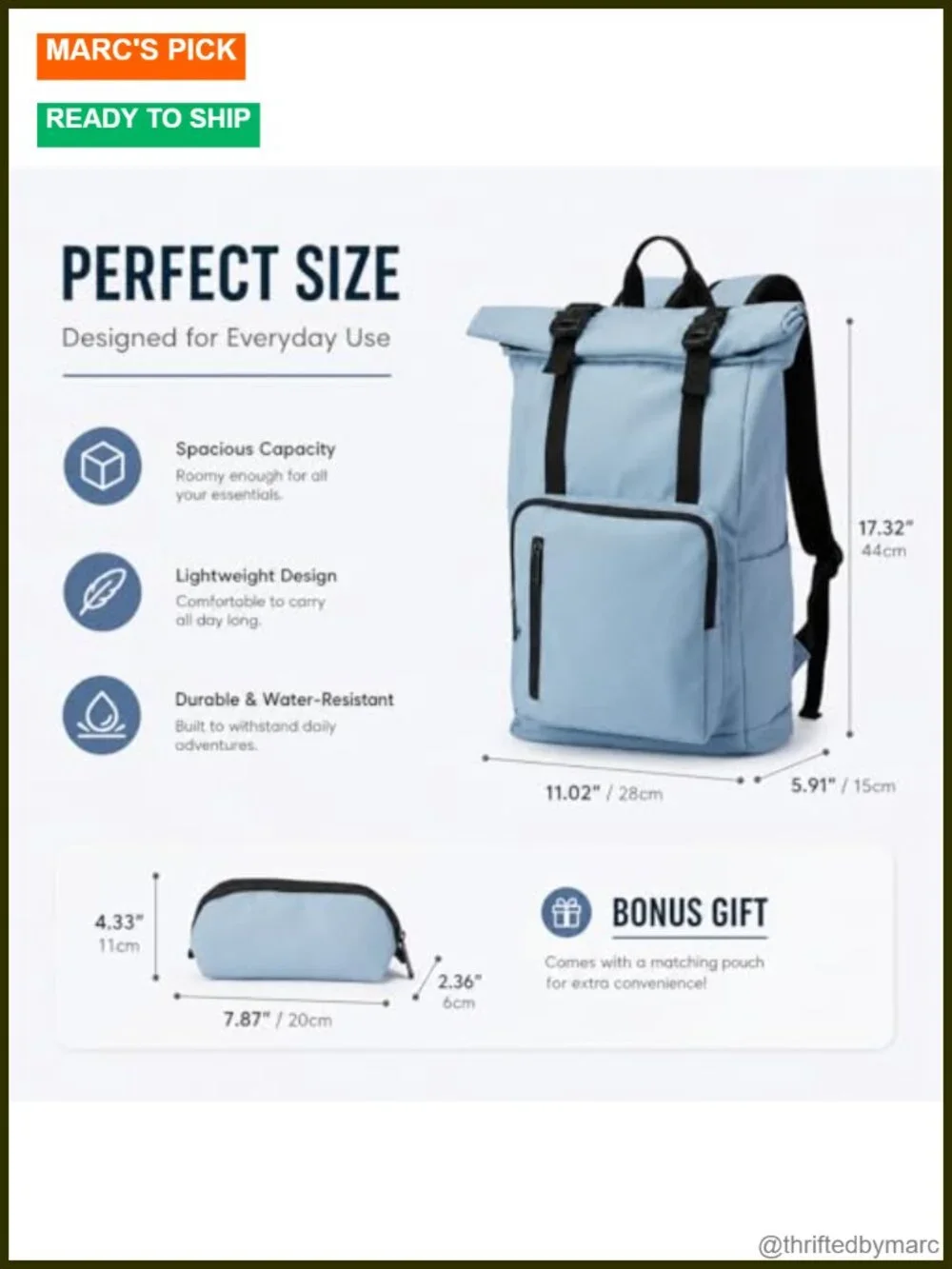 Anti-Theft Roll Top Laptop Backpack for Men Women Water-Resistant Travel